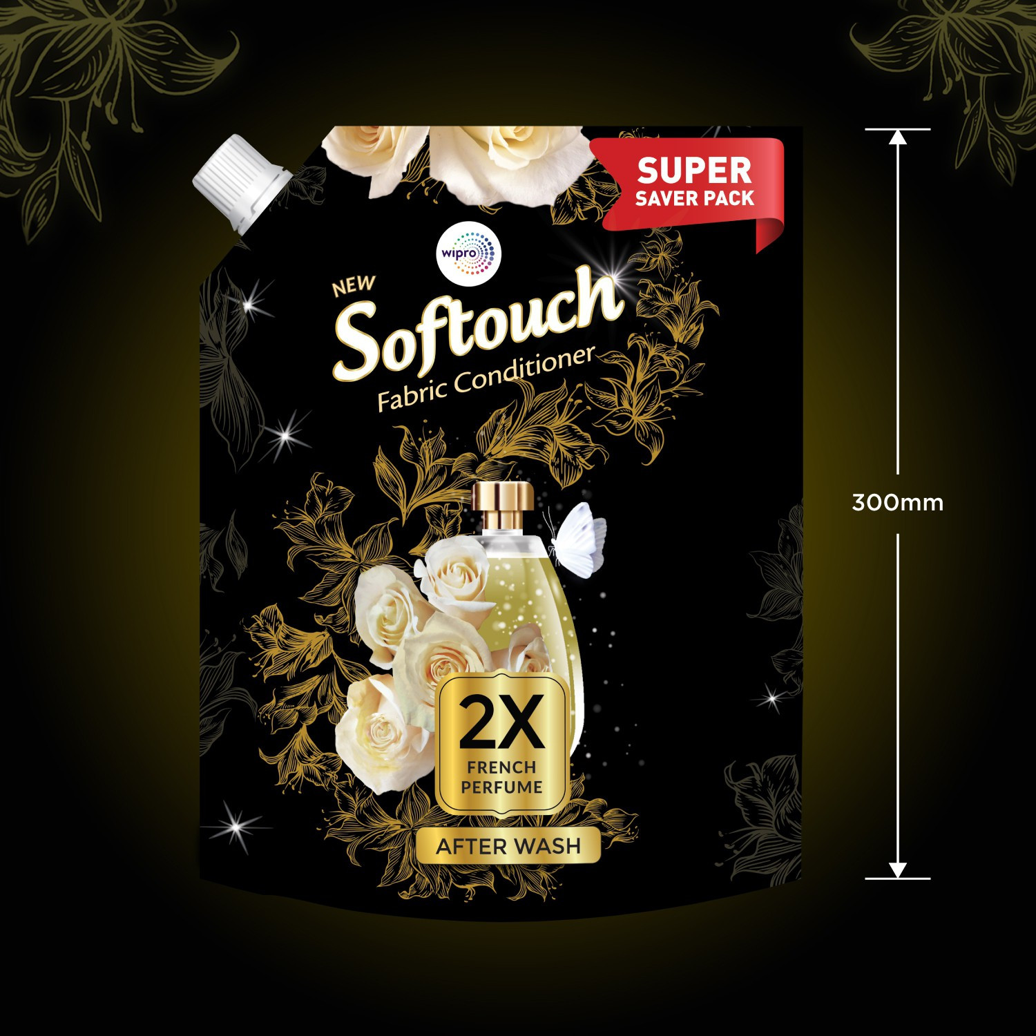 Image of Softouch by Wipro 2X French Perfume Liquid Fabric Conditioner with French Rose & Jasmine