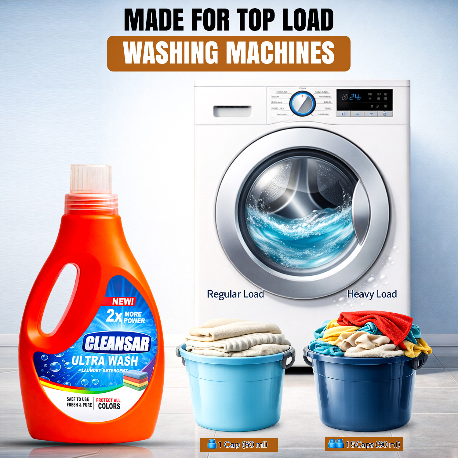 Image of CLEANSAR Ultra Wash Liquid Detergent & Premium Fabric Whitener Combo | 2X More Power Lavender Fabric Whitener
