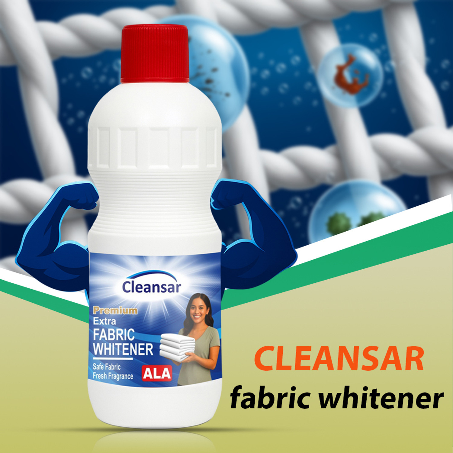 Image of CLEANSAR Ultra Wash Liquid Detergent & Premium Fabric Whitener Combo | 2X More Power Lavender Fabric Whitener