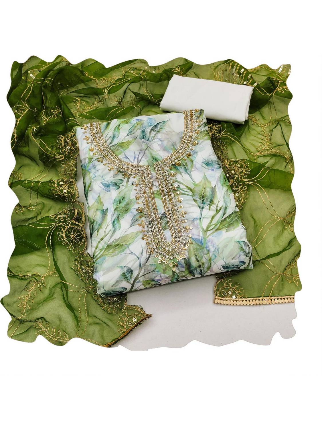 DnVeens Organza Self Design Safari Fabric