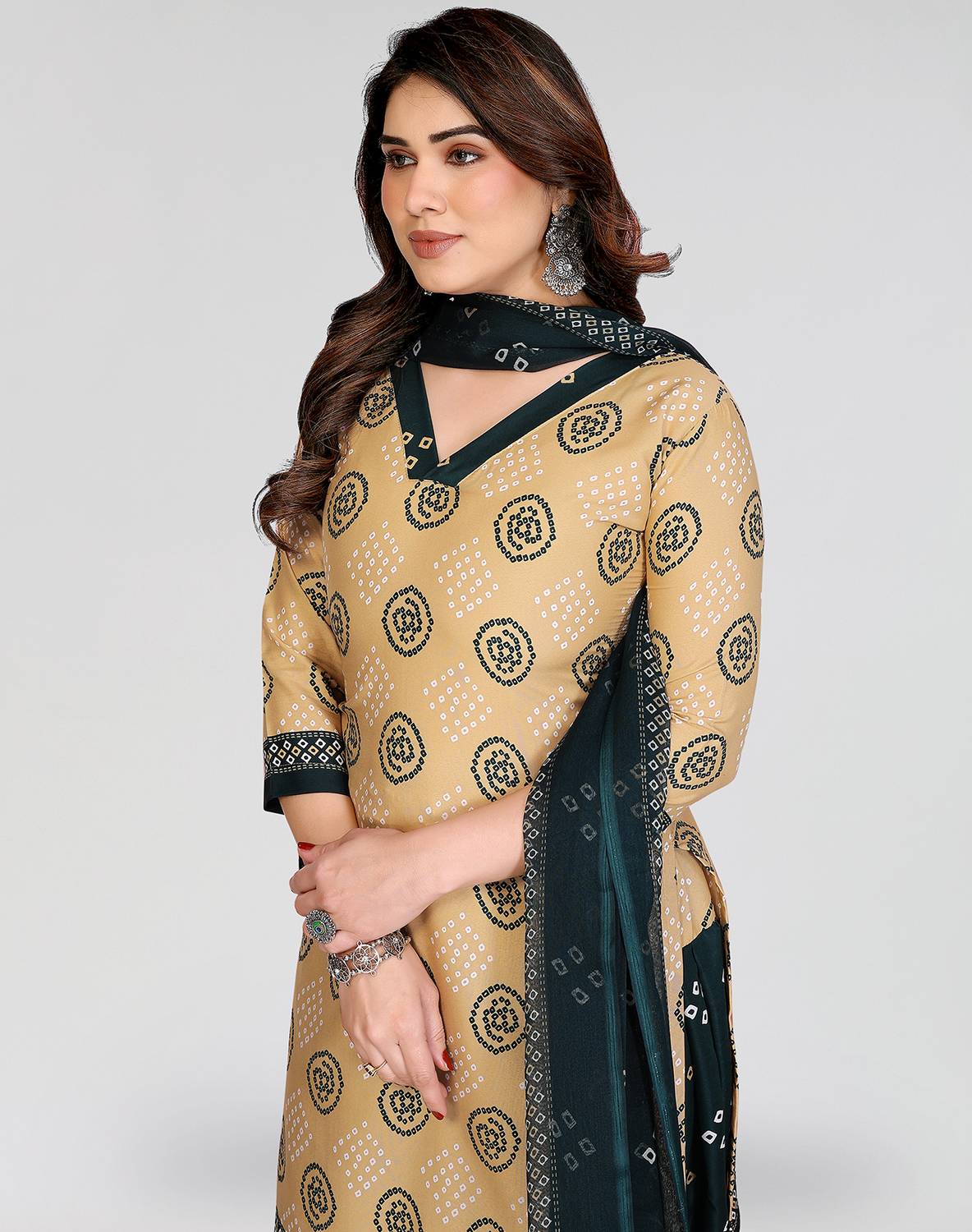 ANIRAV Crepe Floral Print Salwar Suit Material