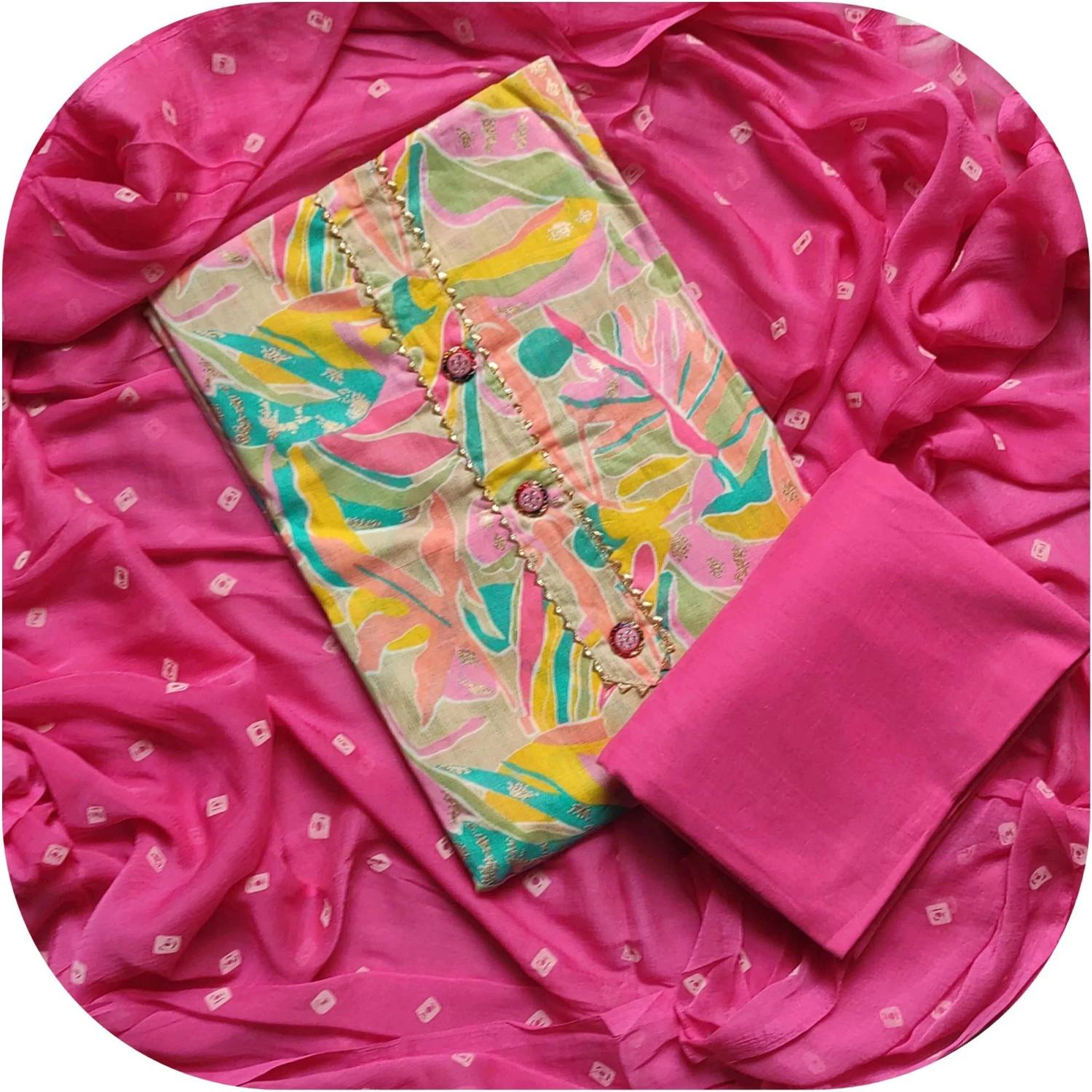 ABODH COLOURS Pure Cotton Printed Salwar Suit Material