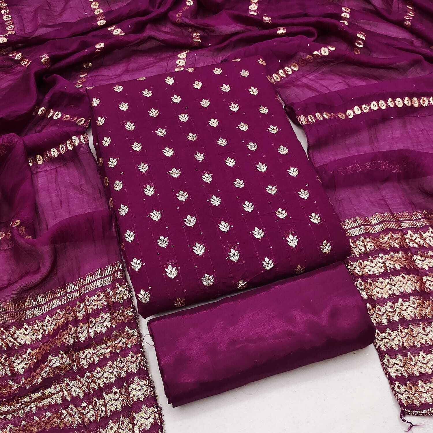 Ashiya Fab Jacquard Embroidered Salwar Suit Material