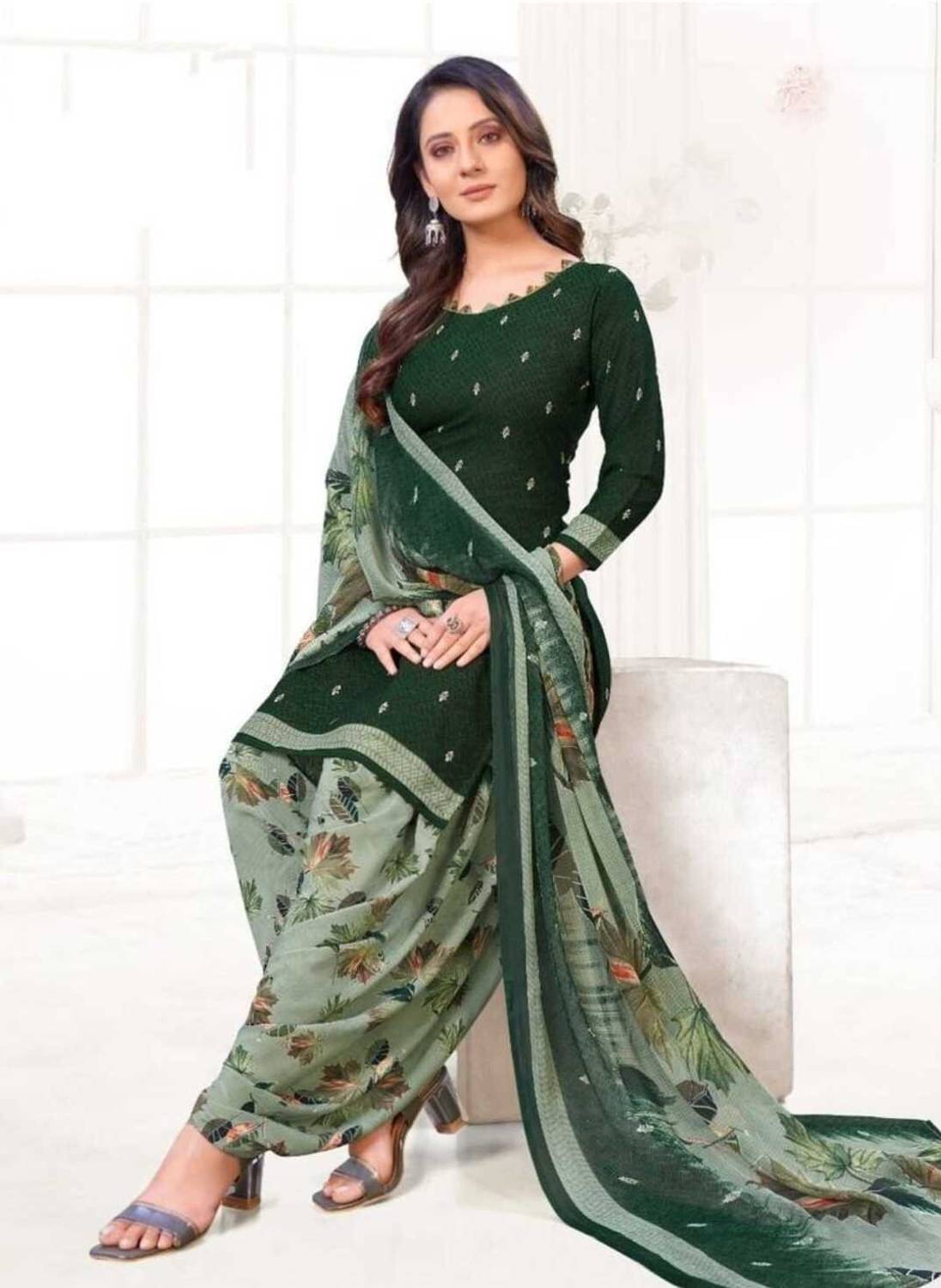ANIRAV Crepe Printed Kurta & Palazzo Material