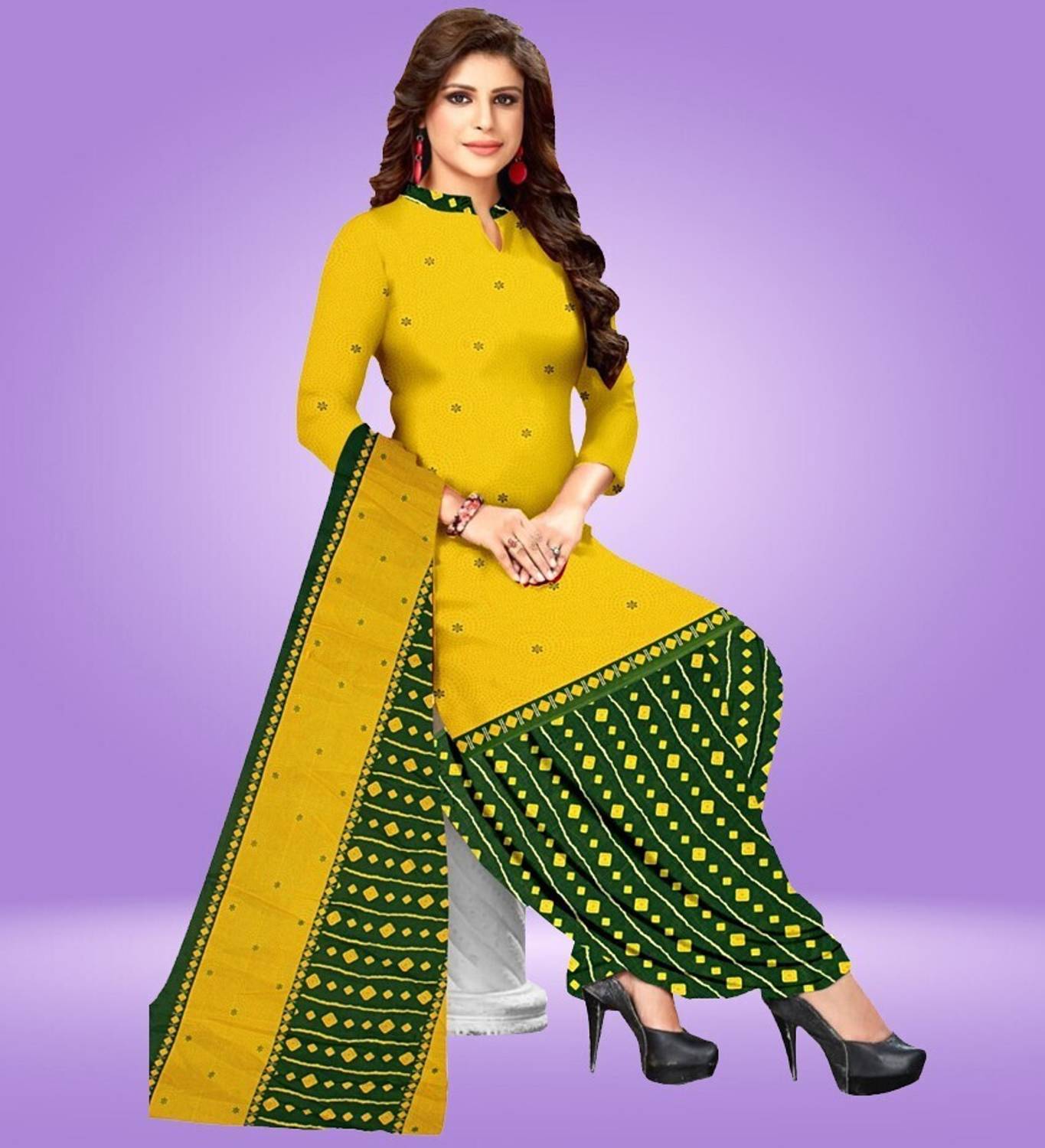 VihaanExim Crepe Printed Salwar Suit Material