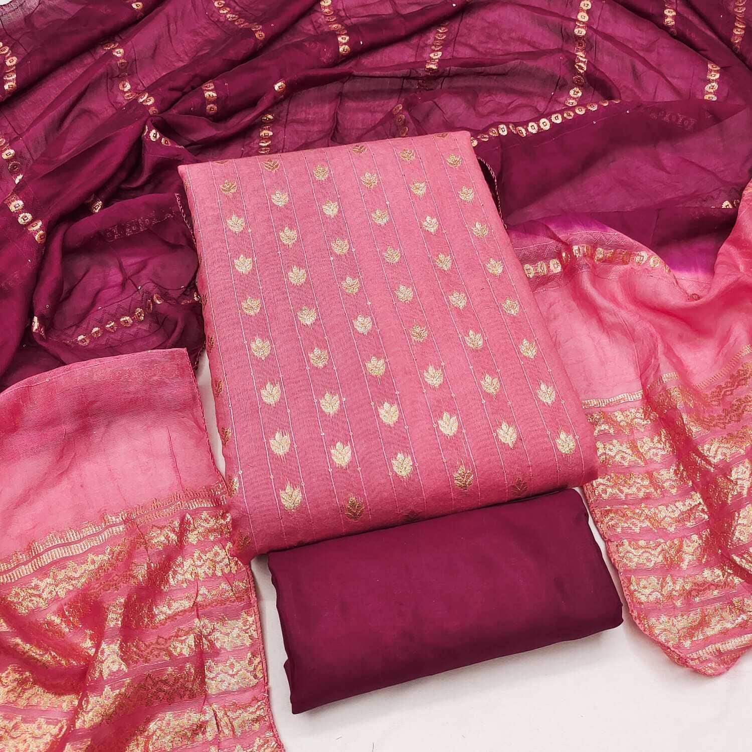 KURTAKULTURE Pure Silk Printed Salwar Suit Material
