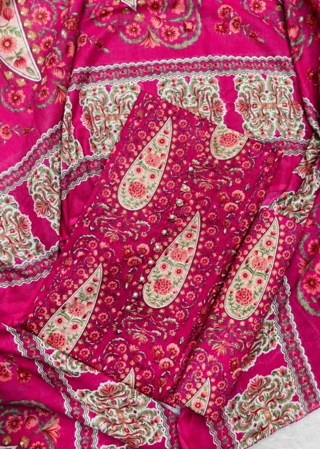 ABODH COLOURS Pure Cotton Embroidered, Printed, Self Design Salwar Suit Material