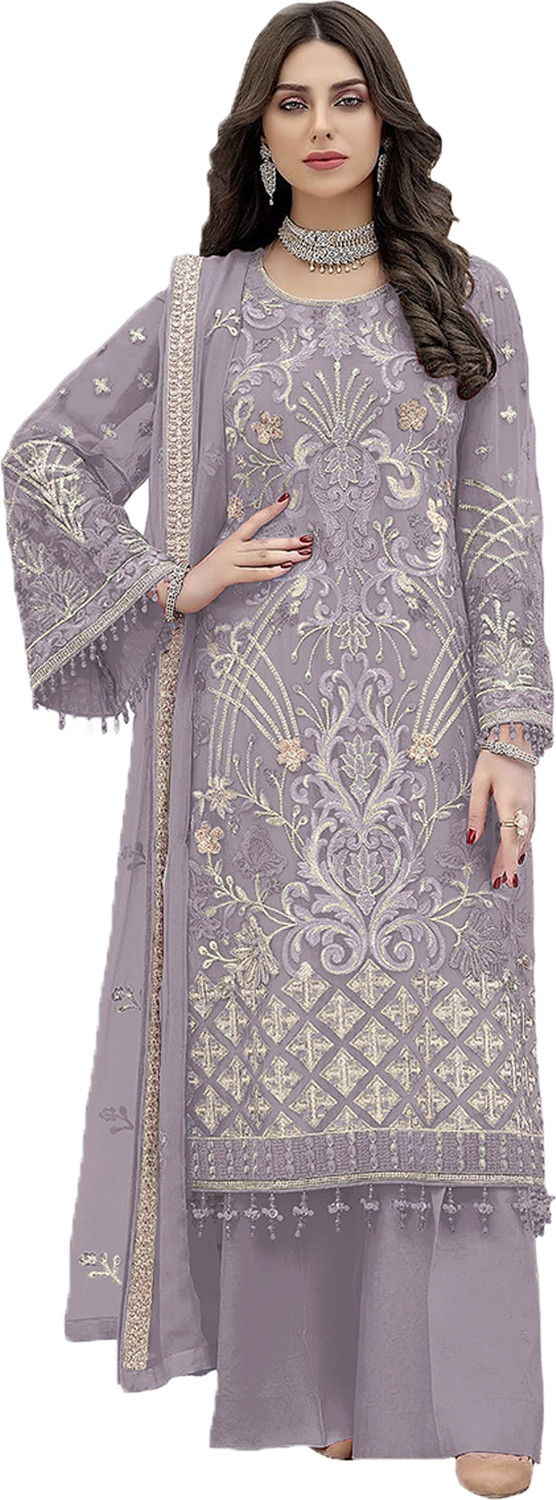 Image of JINIMART Georgette Embroidered Salwar Suit Material