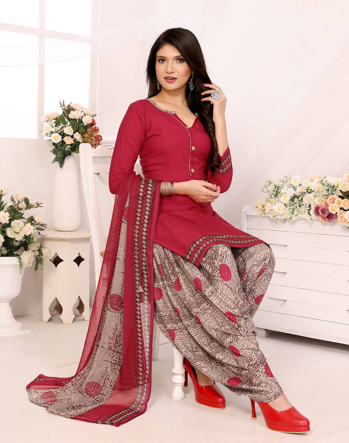 Aagam Crepe Printed Salwar Suit Material