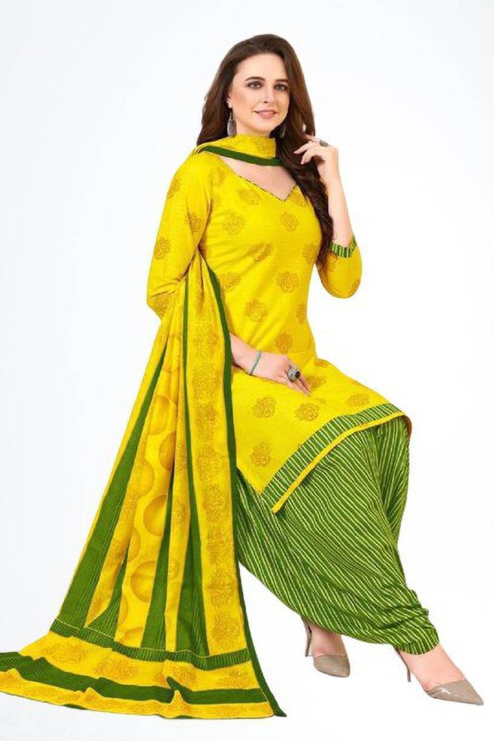 ALSHOP Crepe Solid, Printed Salwar Suit Material