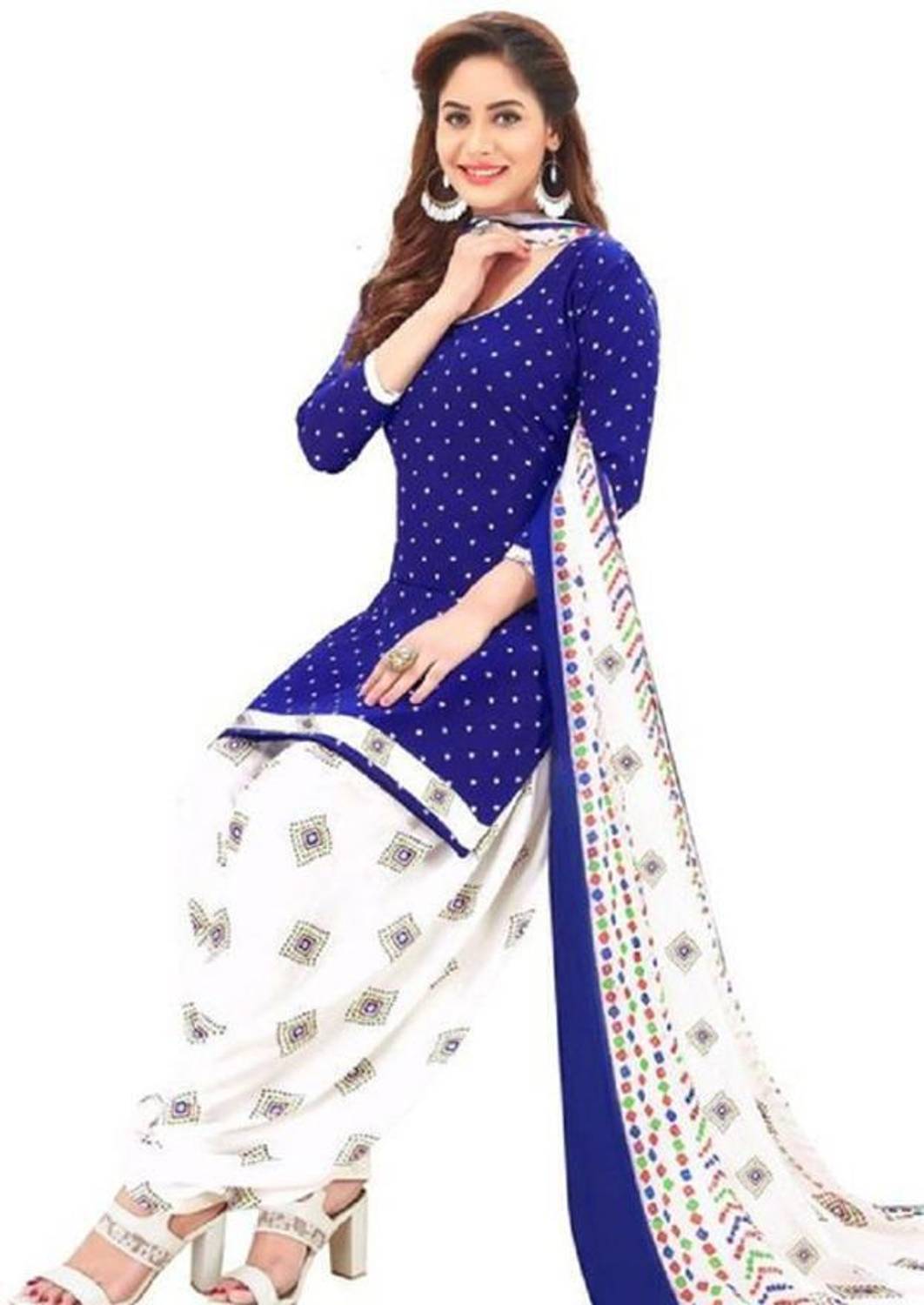 ShopGlobal Crepe Printed Floral Salwar Suit Material - Image 4