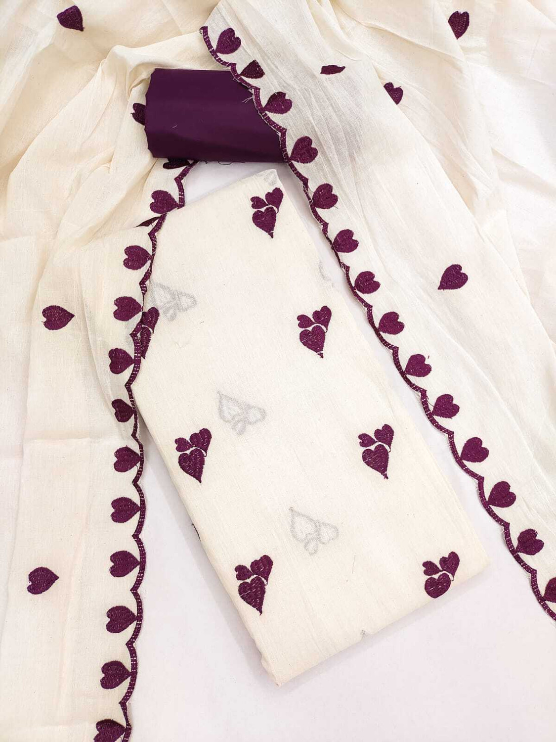 Image of KURTAKULTURE Cotton Linen Embroidered Salwar Suit Material