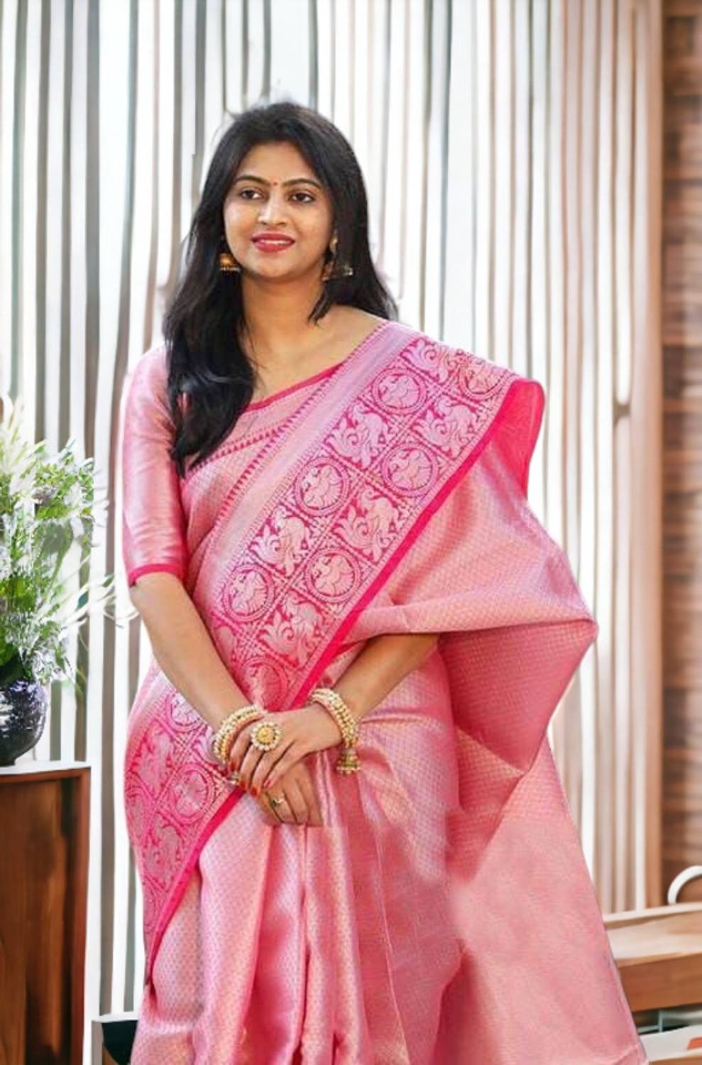 Kanjivaram Pure Silk Printed Blouse Material