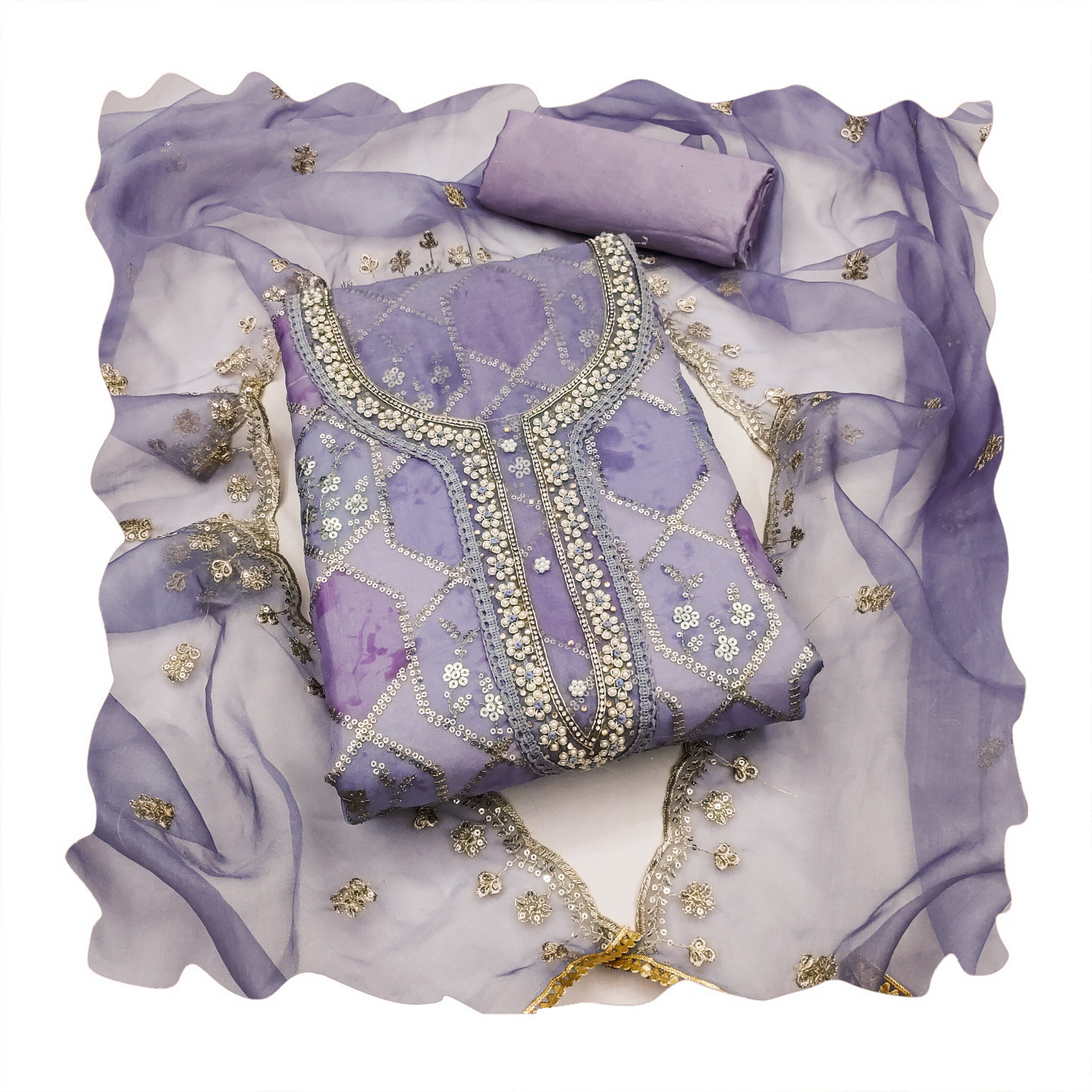 Image of manvaa Organza Embellished Salwar Suit Material