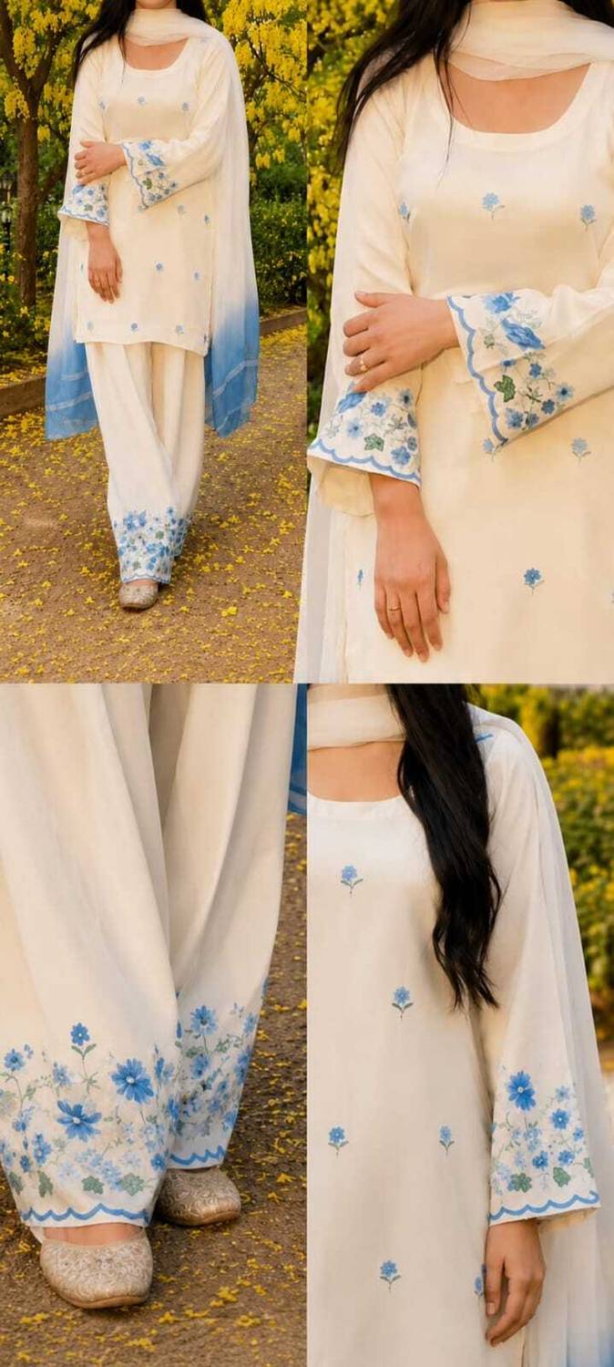 Loviraa Cotton Blend Floral Print Kurta & Churidar Set