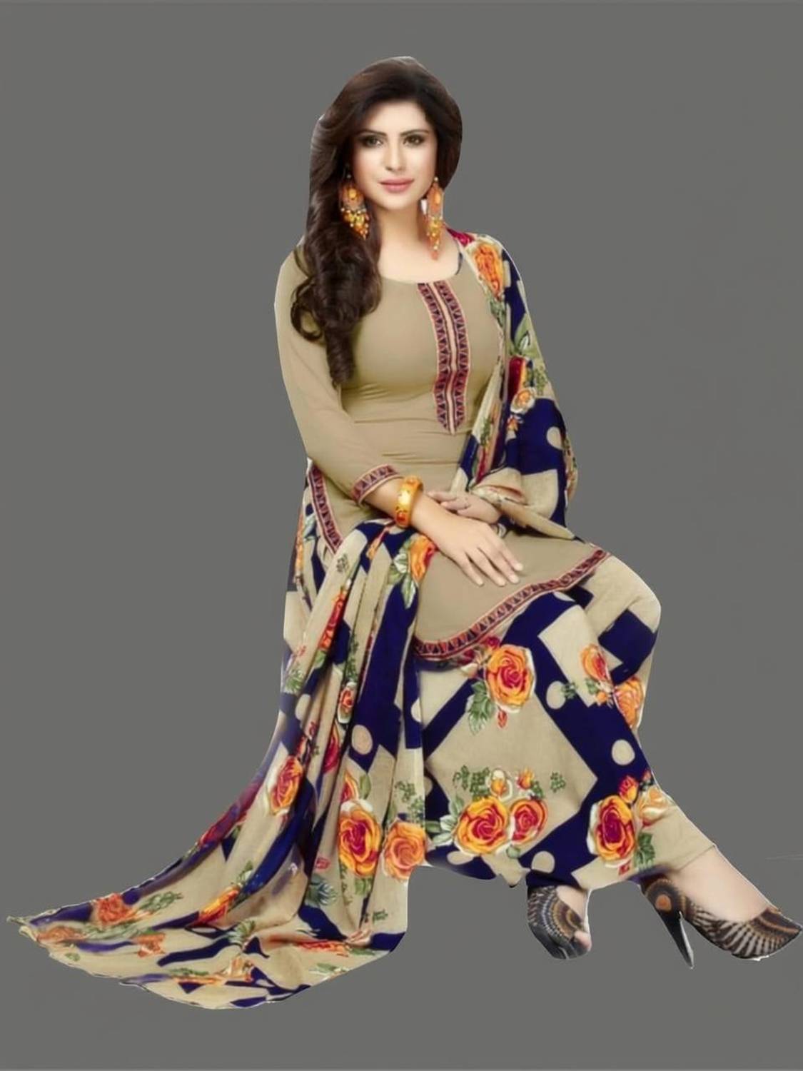 ANIRAV Crepe Printed Salwar Suit Material