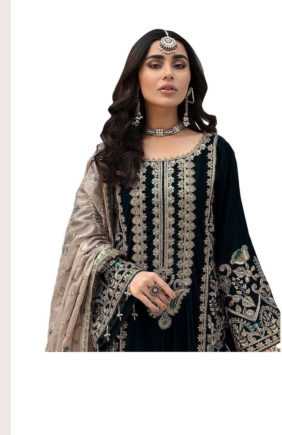 Image of ZONFAB Georgette Embroidered Salwar Suit Material