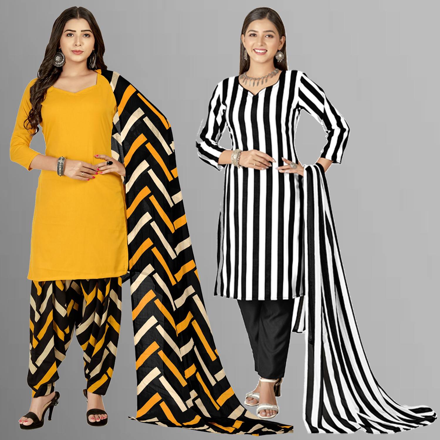 ANAND Crepe Printed Kurta & Patiyala Material