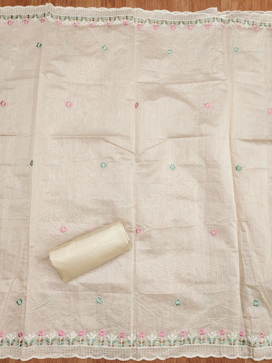 Image of Divastri Unstitched Chanderi Salwar Suit Material Embroidered, Embellished