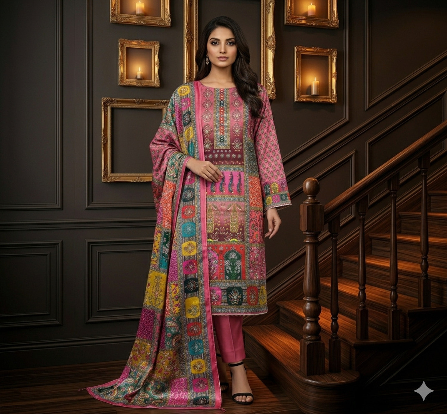 Image of TRISHA DESIGNER Pure Silk Printed Salwar Suit Material