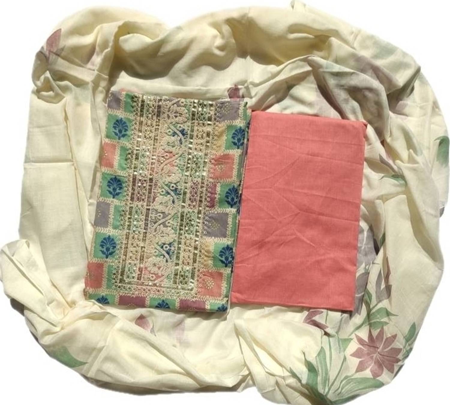 ABODH COLOURS Pure Cotton Embroidered Salwar Suit Material