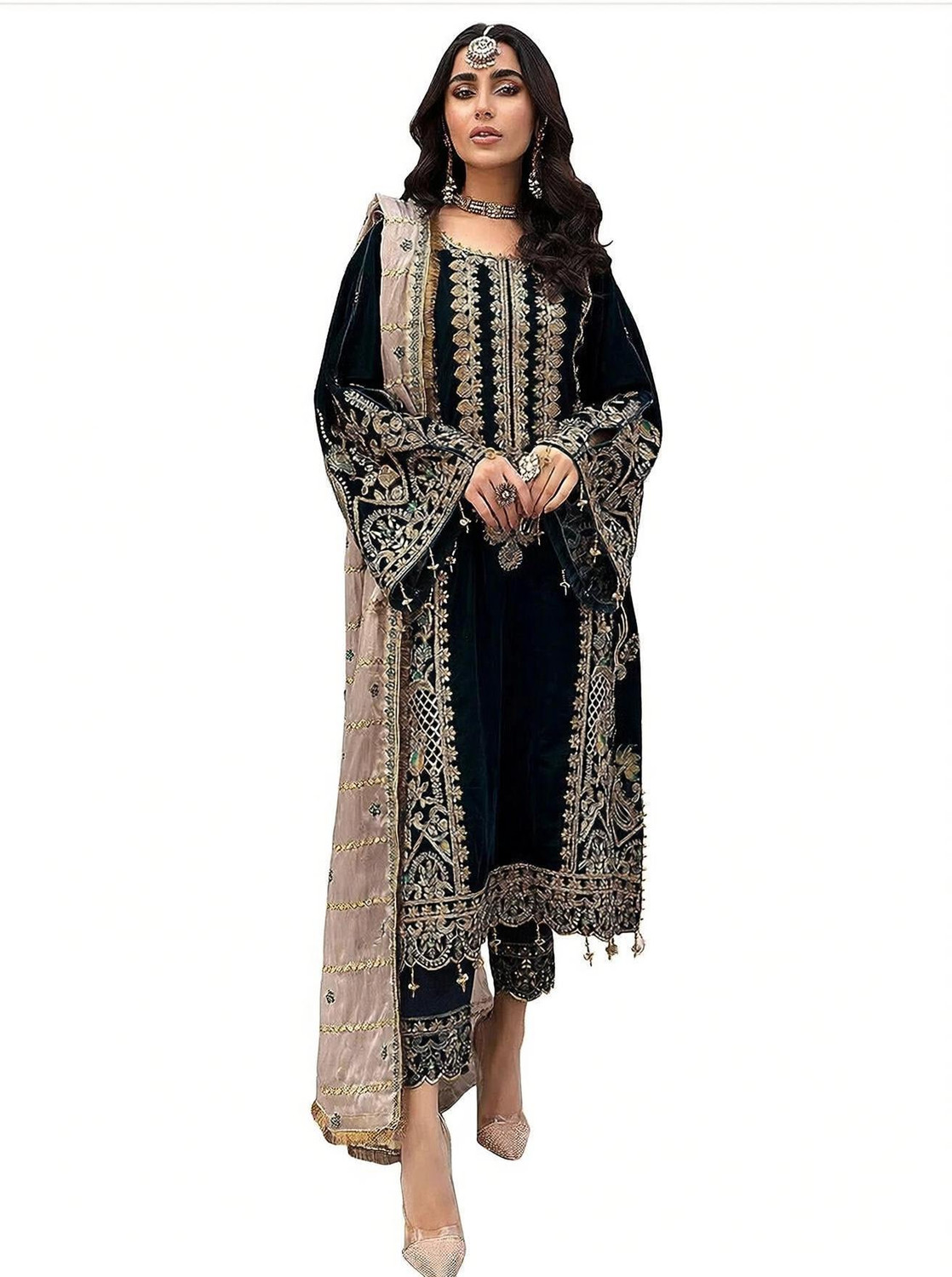 Image of ZONFAB Georgette Embroidered Salwar Suit Material