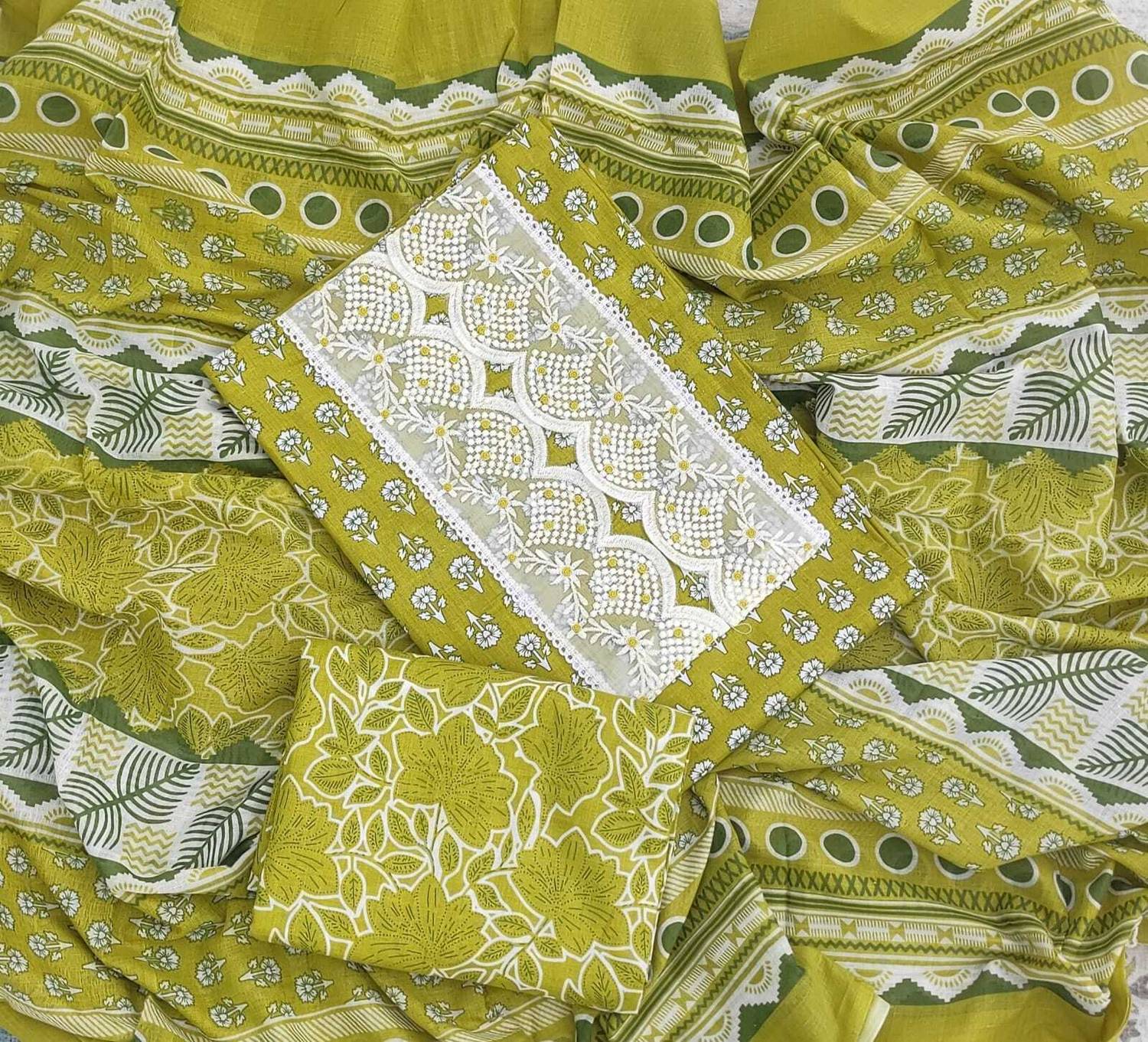 GC80 BY GAURI COLLECTION Pure Cotton Printed, Self Design Salwar Suit Material