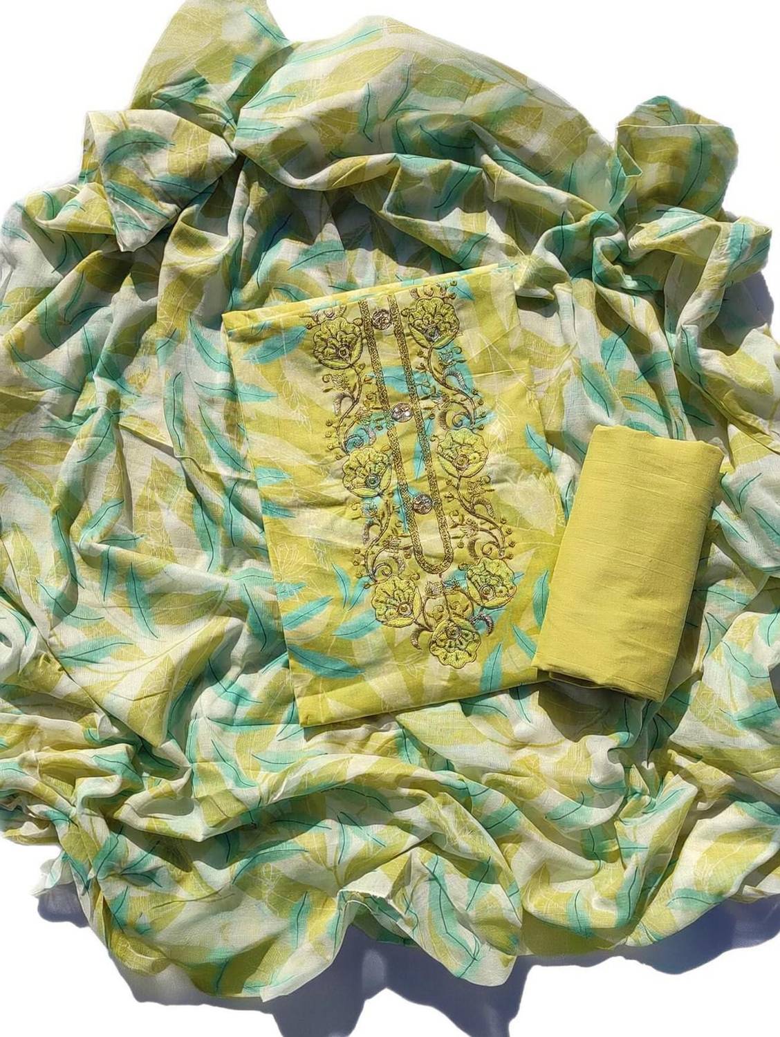 ABODH COLOURS Pure Cotton Embroidered, Printed, Self Design Salwar Suit Material