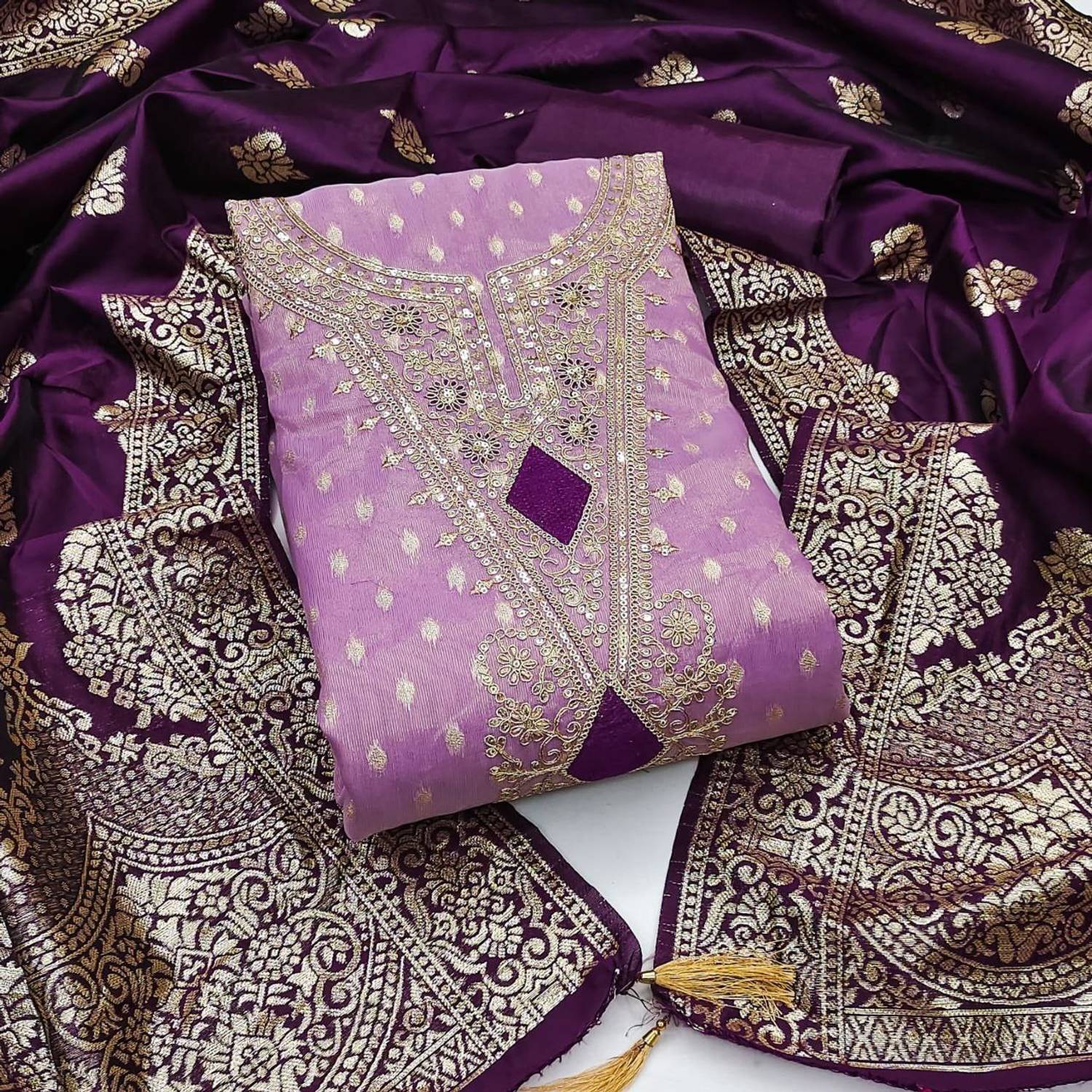 Ashiya Fab Pure Silk Embroidered Salwar Suit Material