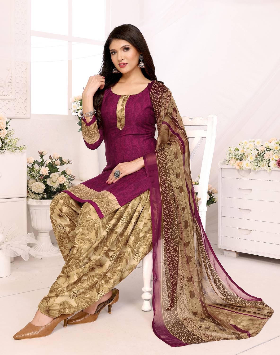 Aagam Crepe Printed Salwar Suit Material