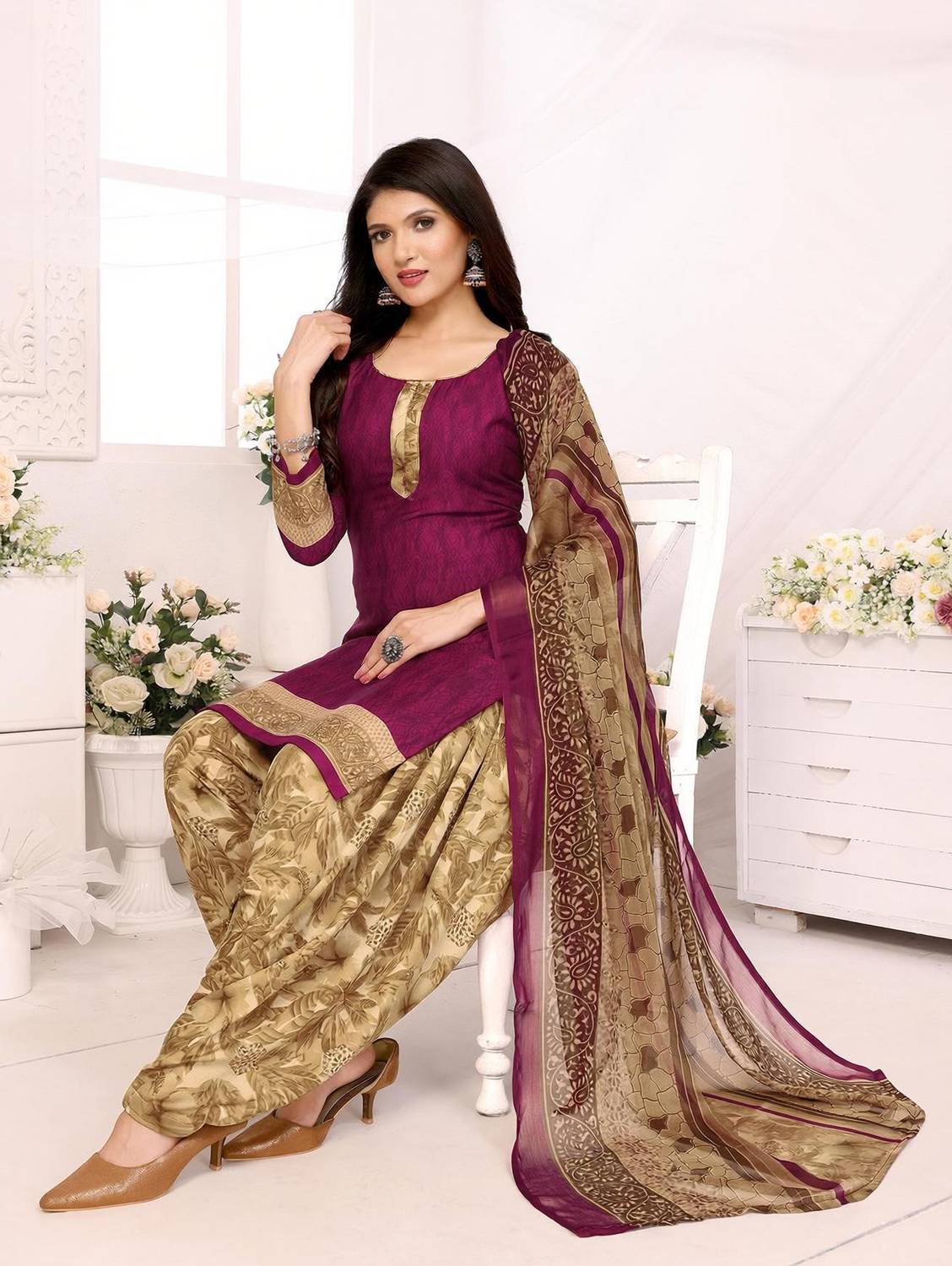 VihaanExim Crepe Paisley Salwar Suit Material