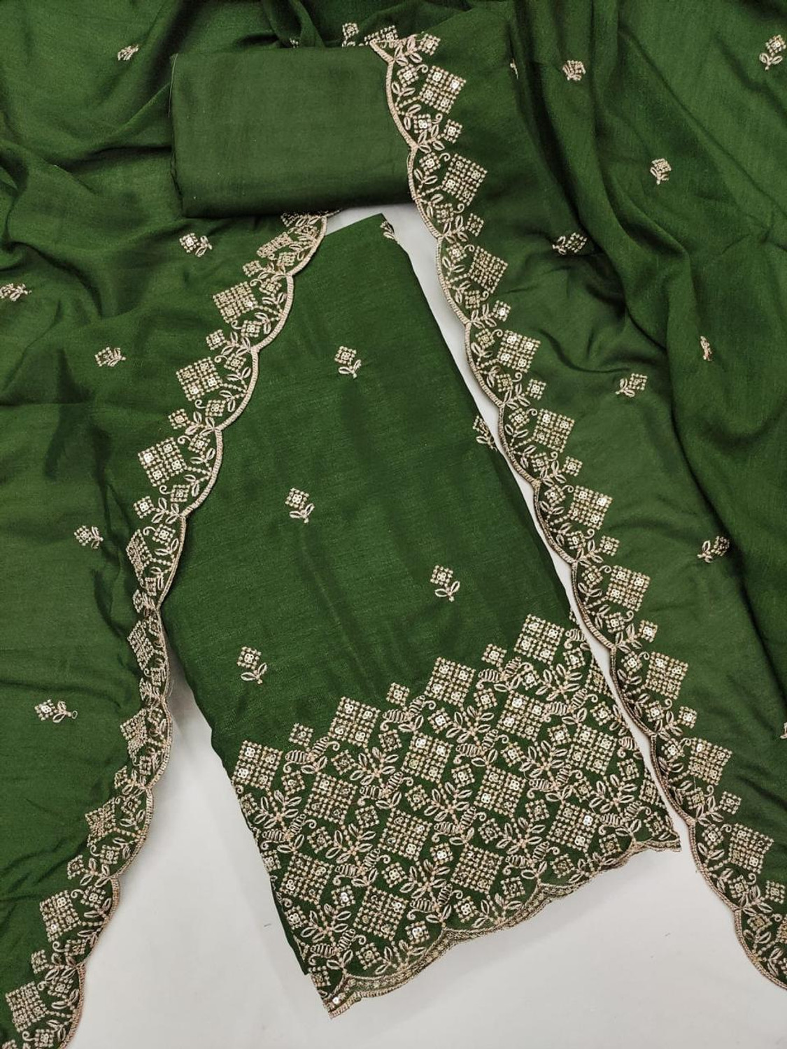 Image of TNT Silk Blend Embroidered Salwar and Dupatta Material