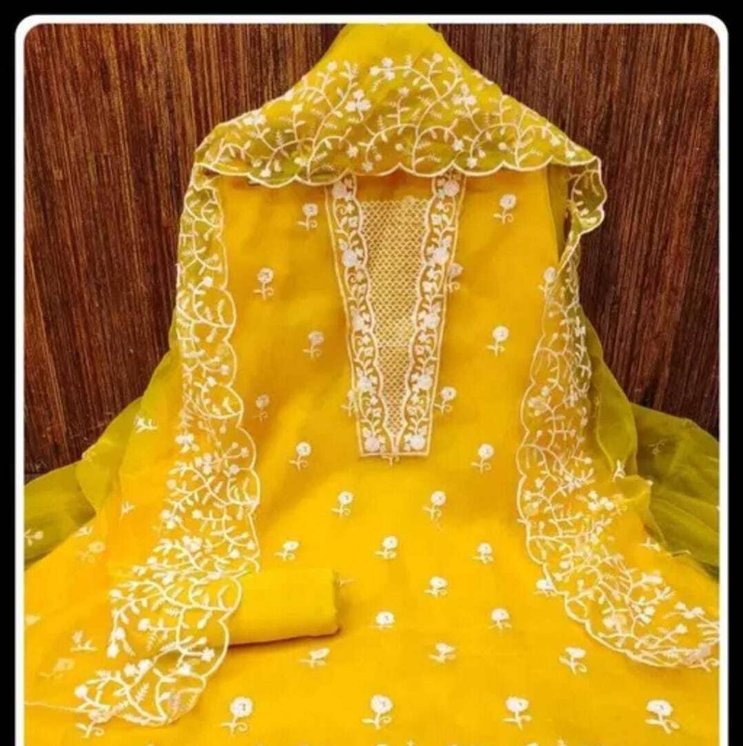 ALGAREE Organza Embroidered Salwar Suit Material