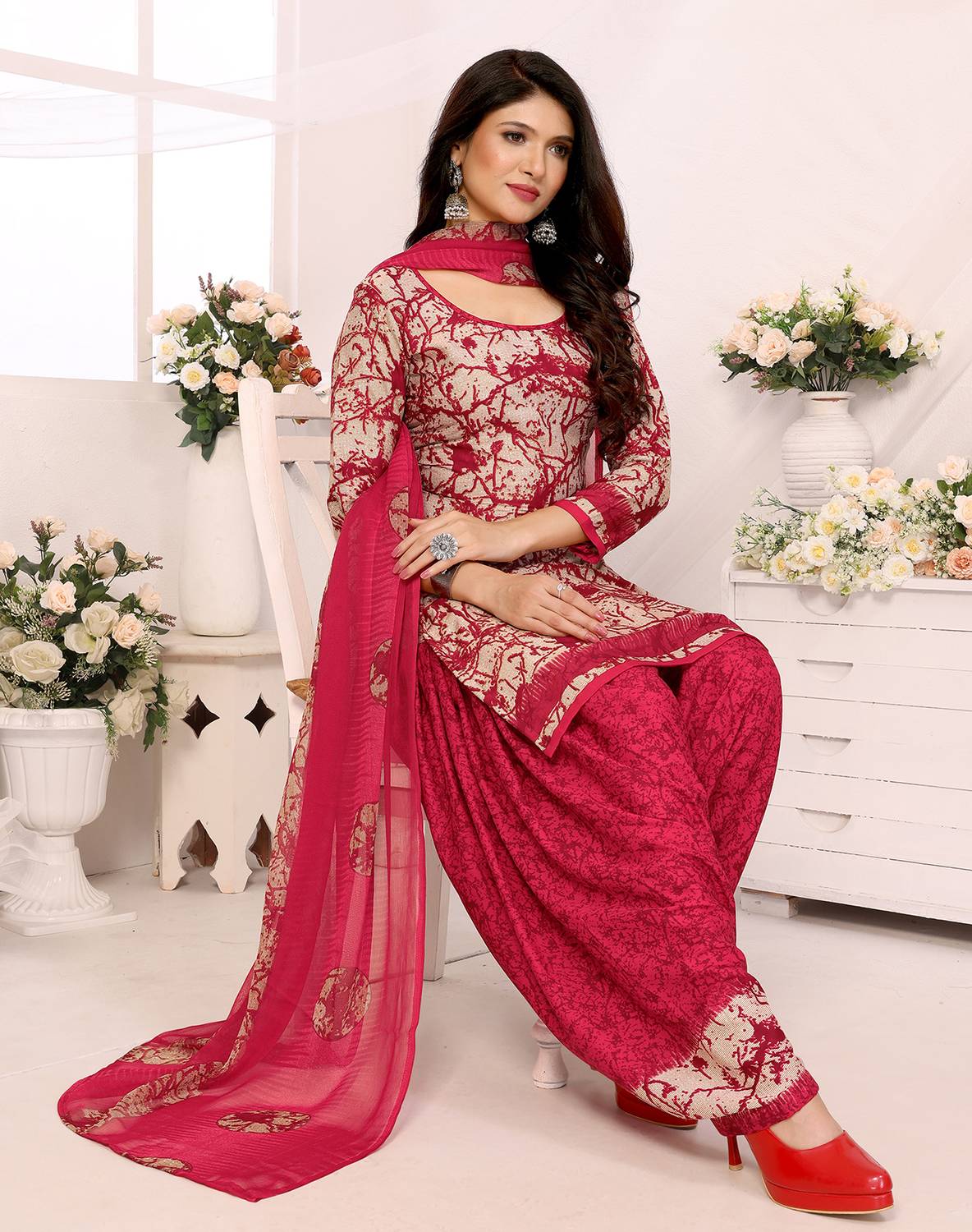 Aagam Crepe Printed Salwar Suit Material