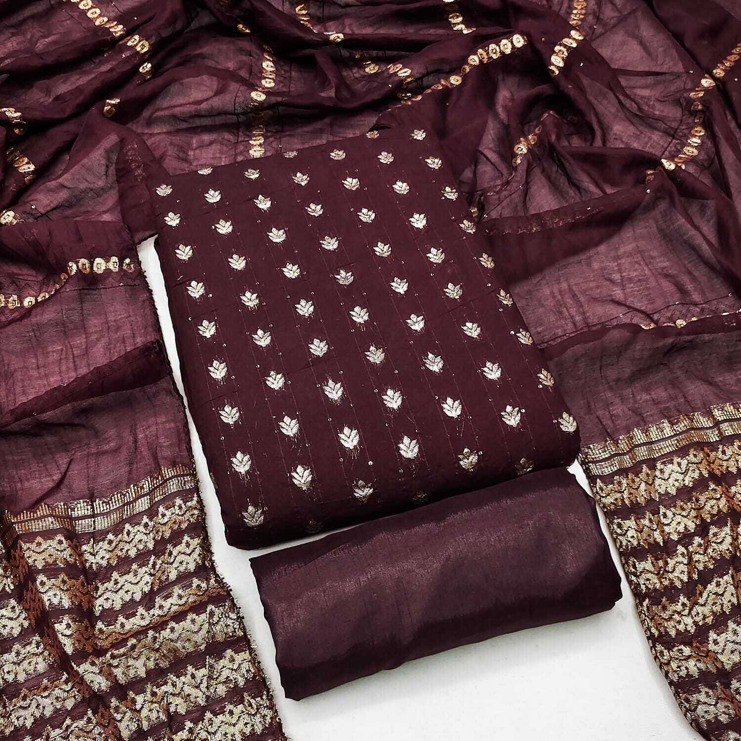 Ashiya Fab Jacquard Embroidered Salwar Suit Material