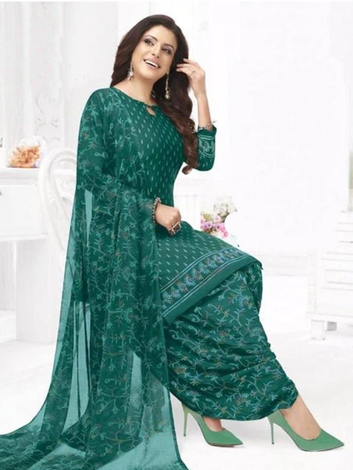 SIMPLYETHNIC Crepe Printed Kurta & Churidar Material