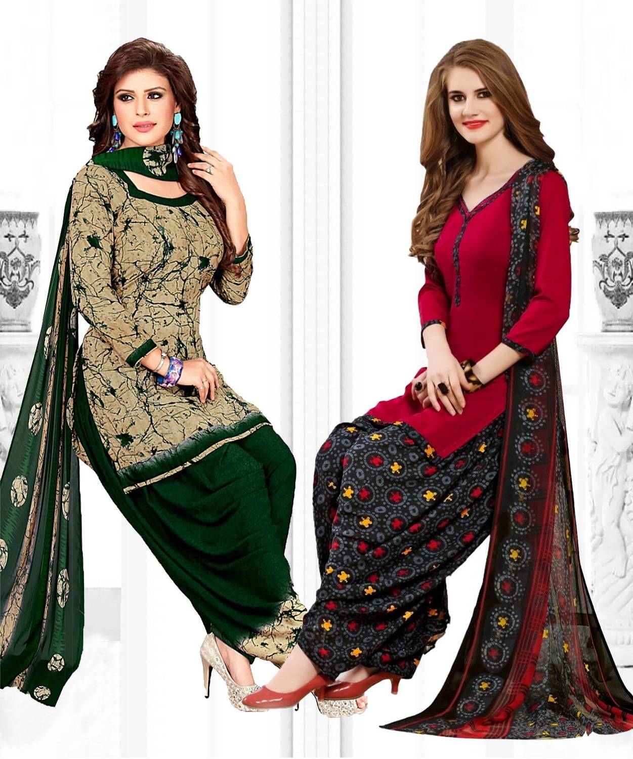 ANIRAV Crepe Polka Print Salwar Suit Material