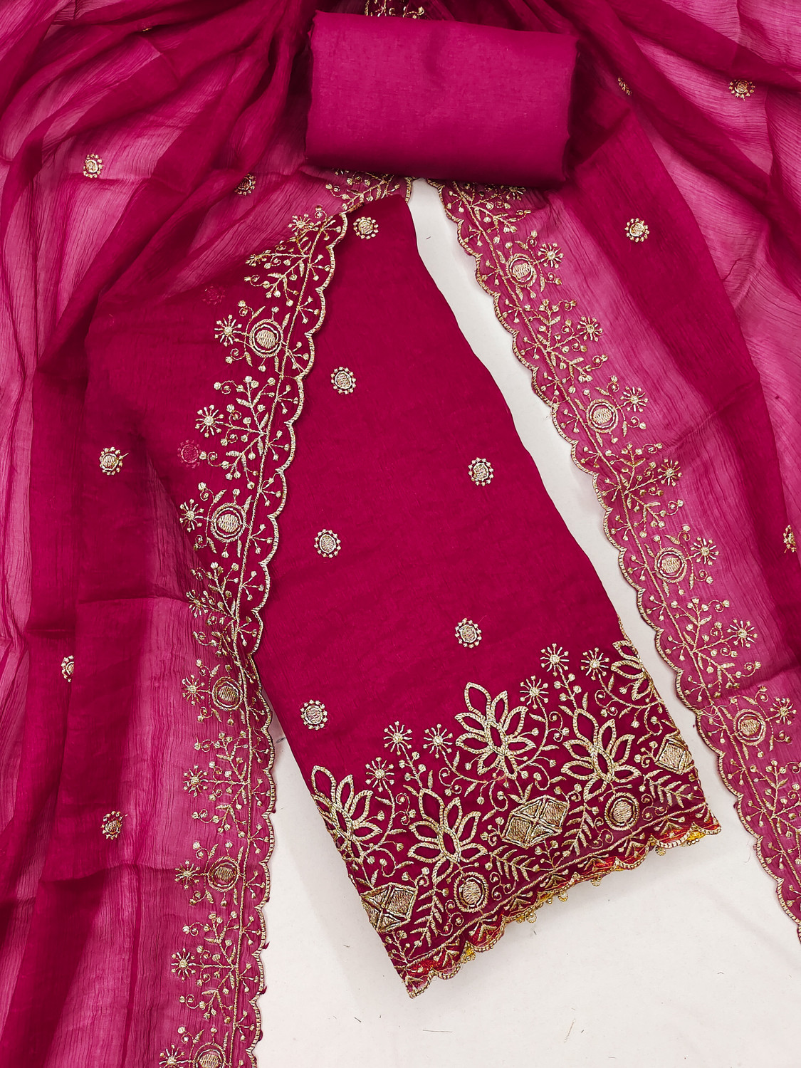 Image of FloraAndFiber Georgette Embroidered Salwar Suit Material