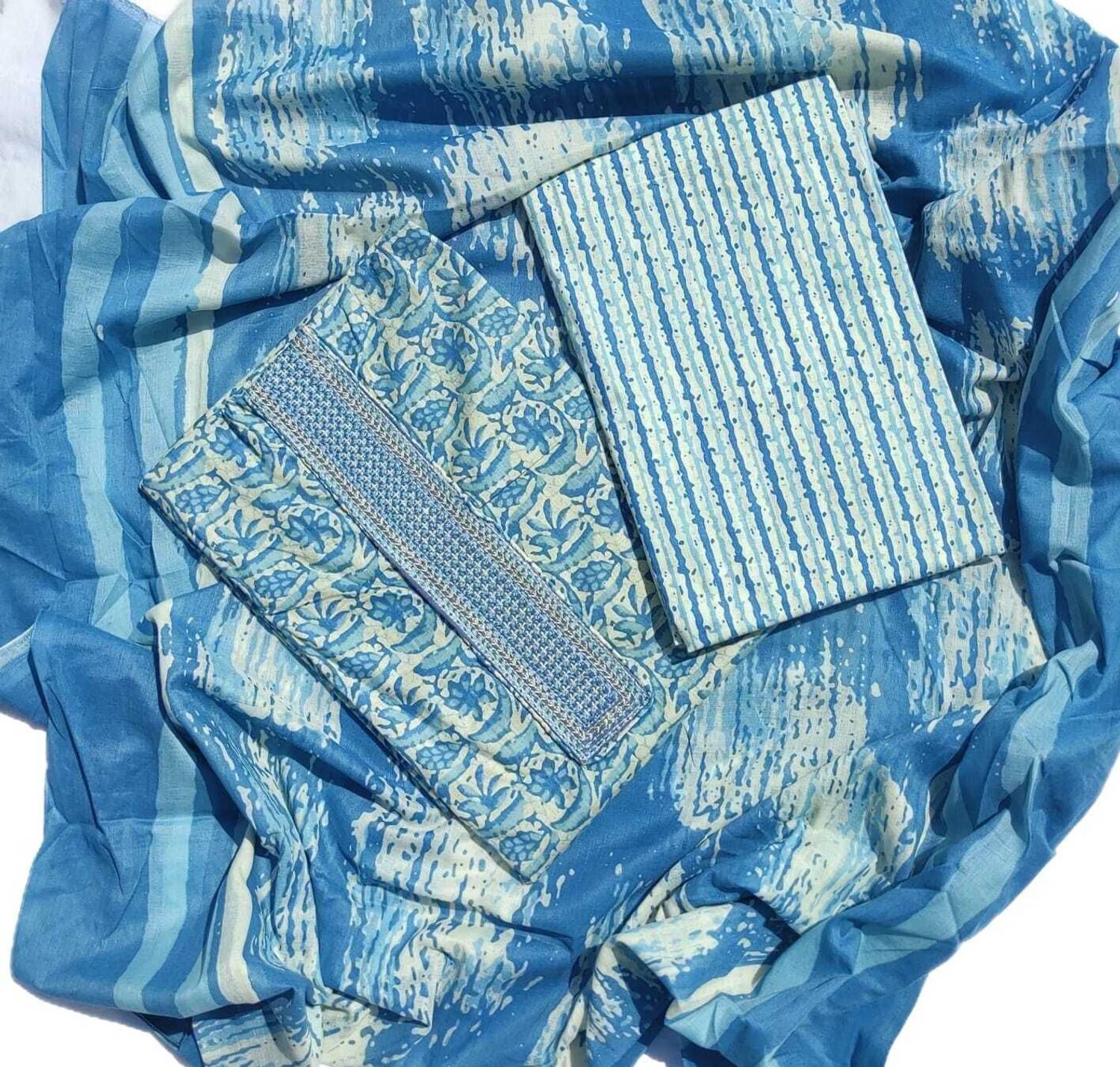 ABODH COLOURS Pure Cotton Embroidered, Self Design Salwar Suit Material