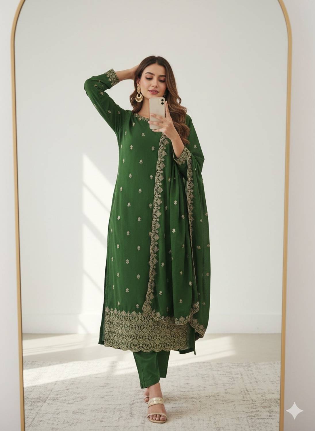 BlissFlair Cotton Silk Embroidered Salwar and Dupatta Material