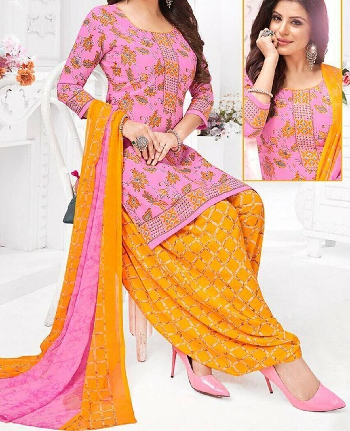 Bhavya Fashion Crepe Embroidered Salwar Suit Material
