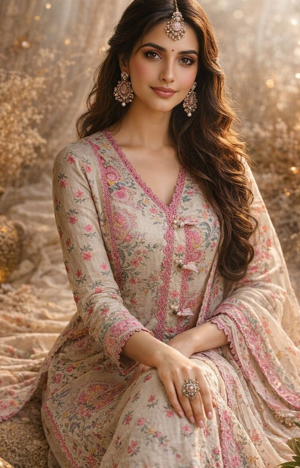 Image of THE SUITIQUE Pure Cotton Floral Print Salwar Suit Material