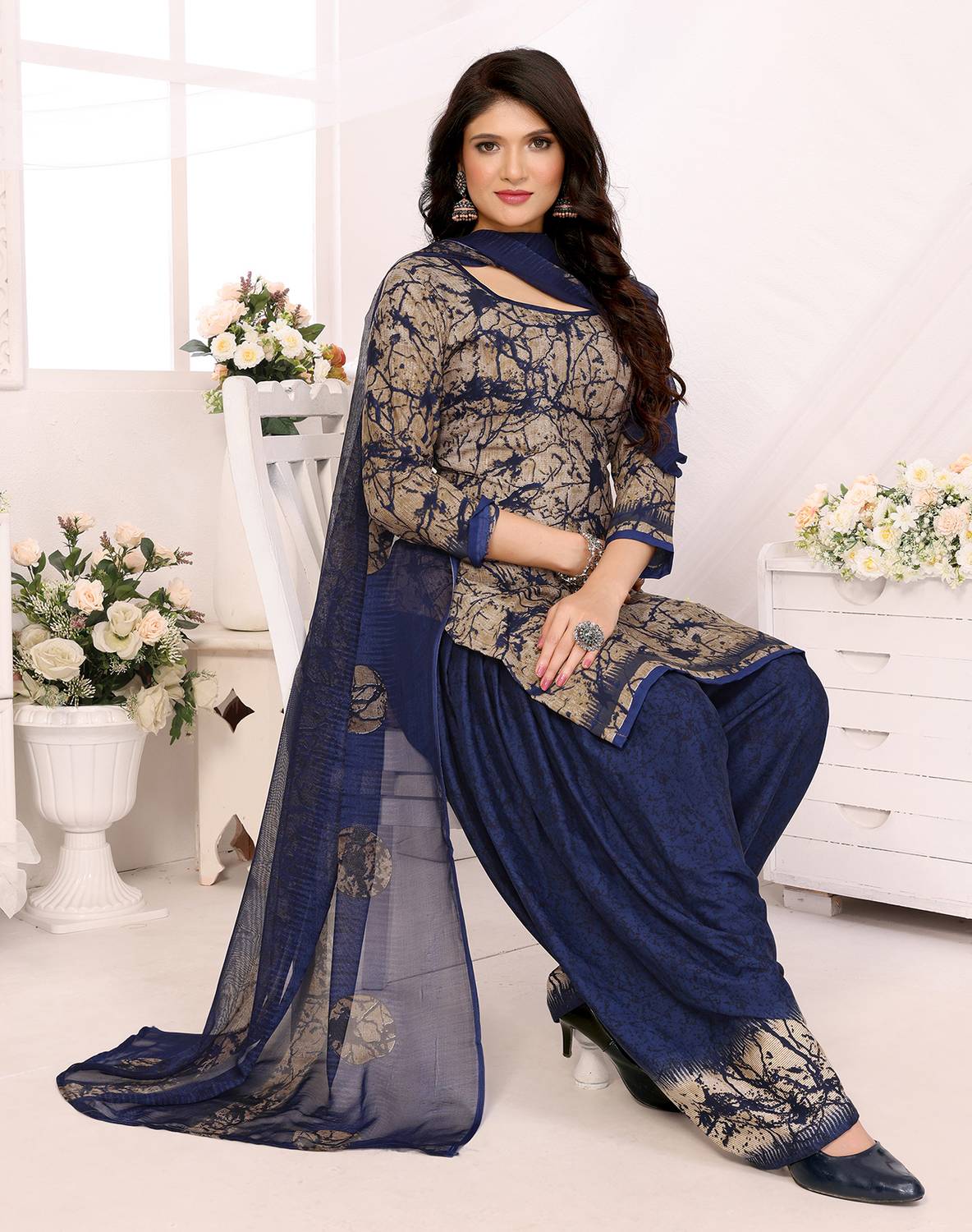ANJAVI FASHION Crepe Printed Salwar Suit Material