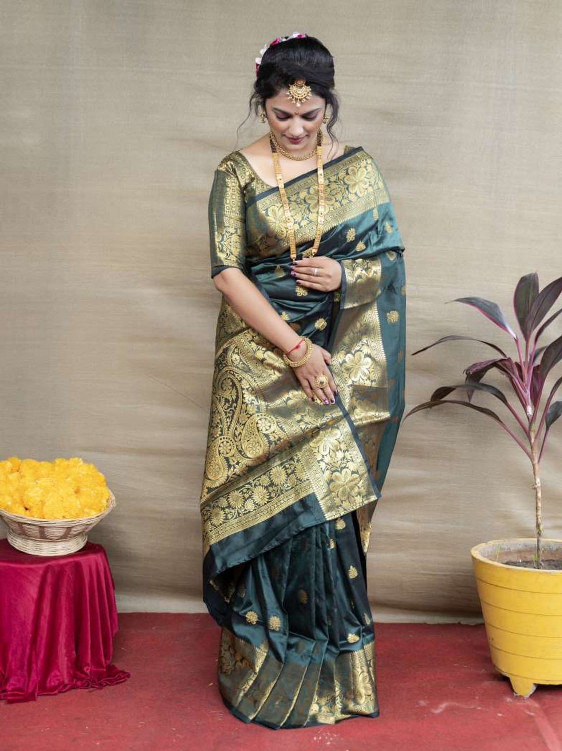 Image of PRIHAL ART Unstitched Art Silk Kurta & Churidar Material Self Design