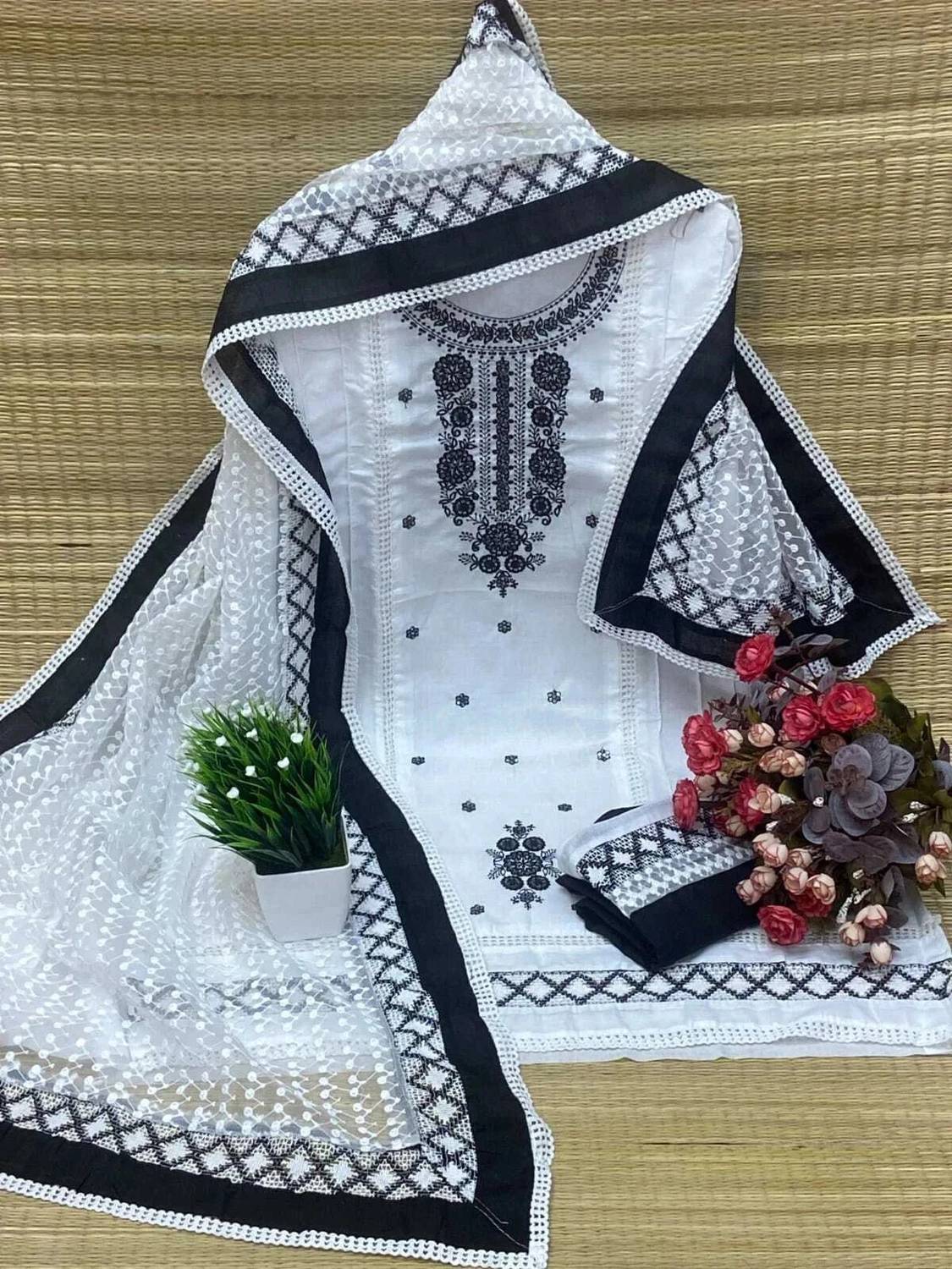 balaji fashion Pure Cotton Embroidered Salwar Suit Material - Image 1