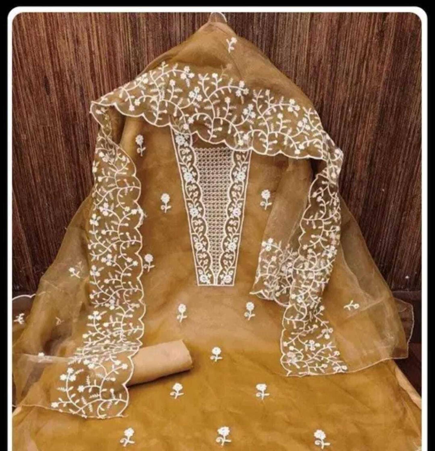 ALGAREE Organza Embroidered Salwar Suit Material