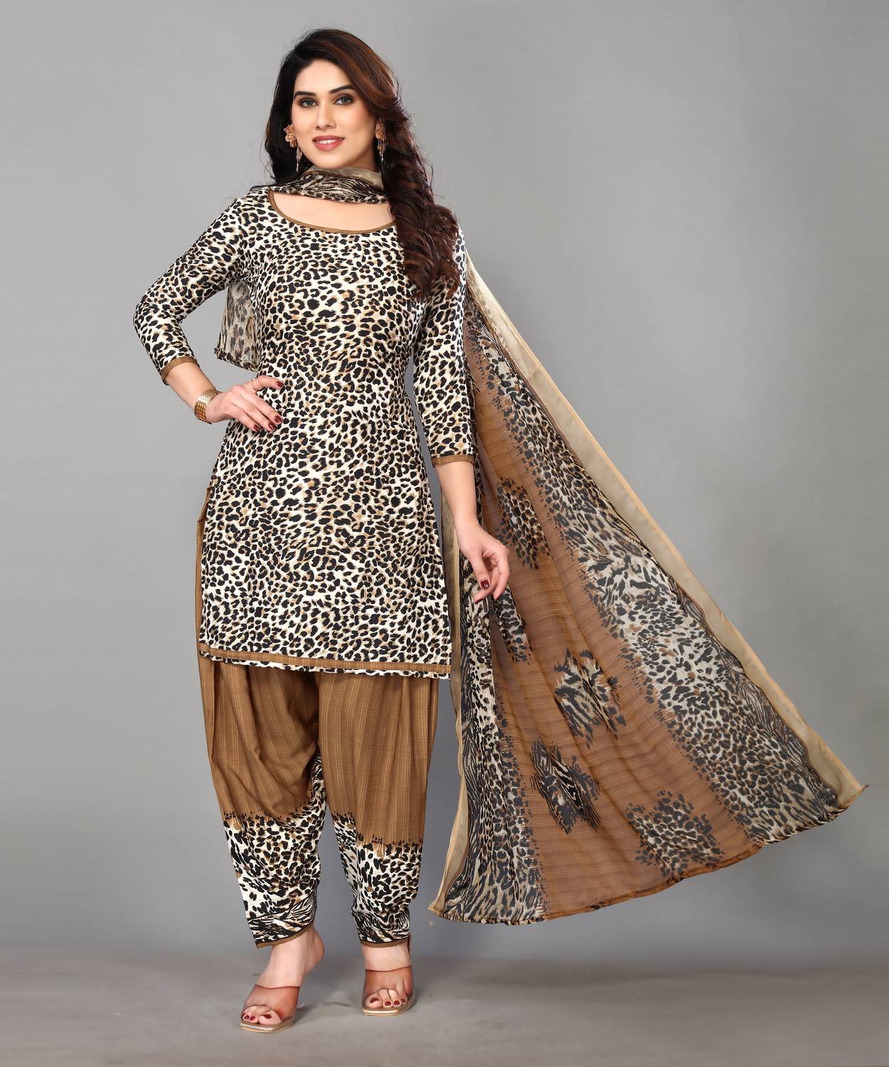 ALISENTERPRISES Crepe Solid, Floral Print, Printed, Geometric Print Salwar Suit Material