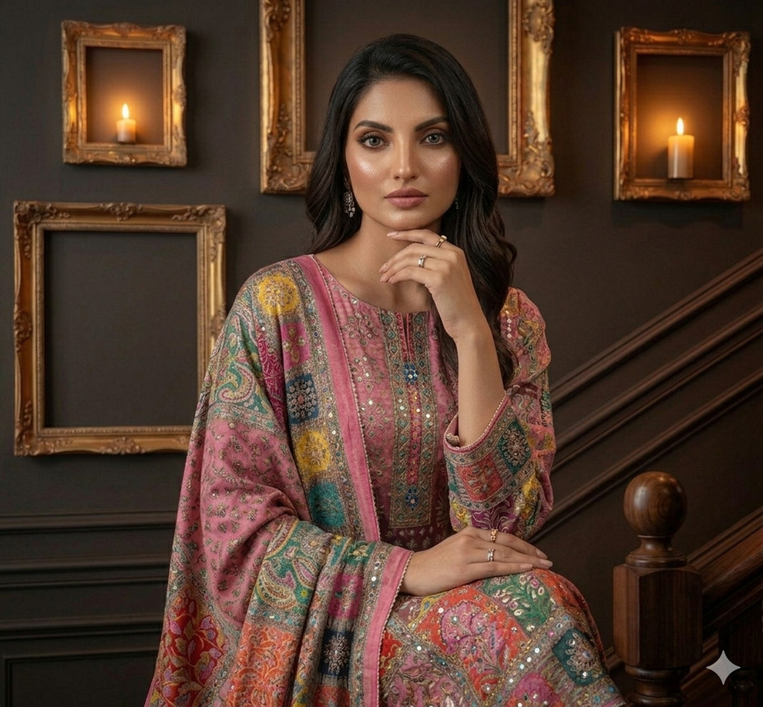 Image of TRISHA DESIGNER Pure Silk Printed Salwar Suit Material