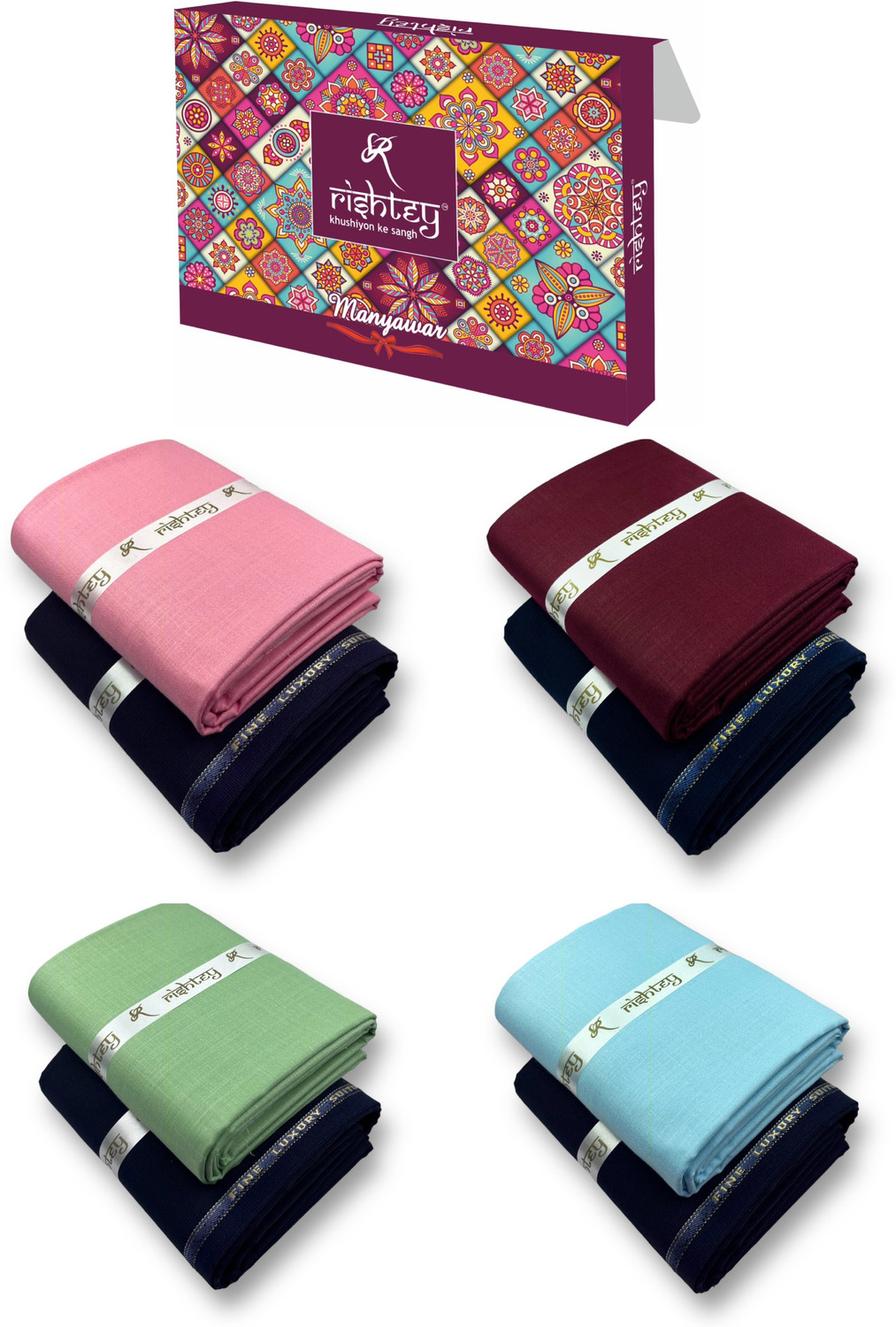 Image of Rishtey Cotton Blend Solid Shirt & Trouser Fabric