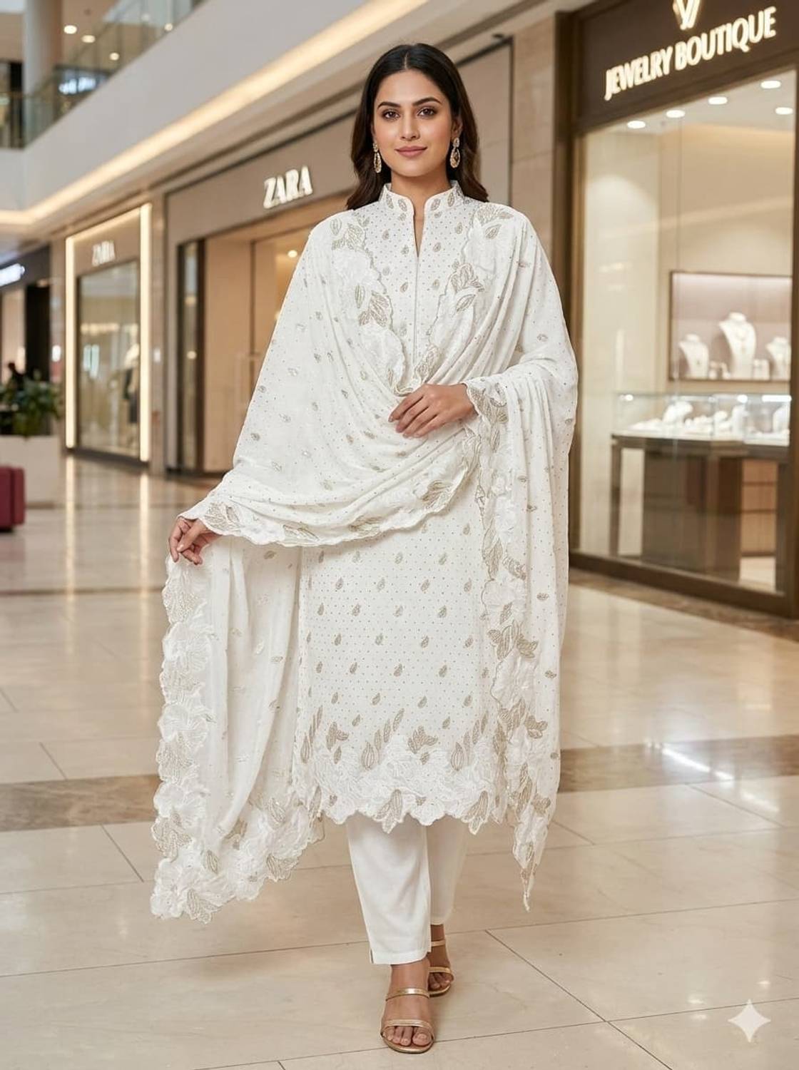 BlissFlair Cotton Silk Embroidered Salwar and Dupatta Material
